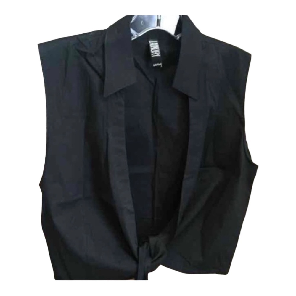 Laundry  by Shelli Laundry size 10  Black Open Front top  tie at waist